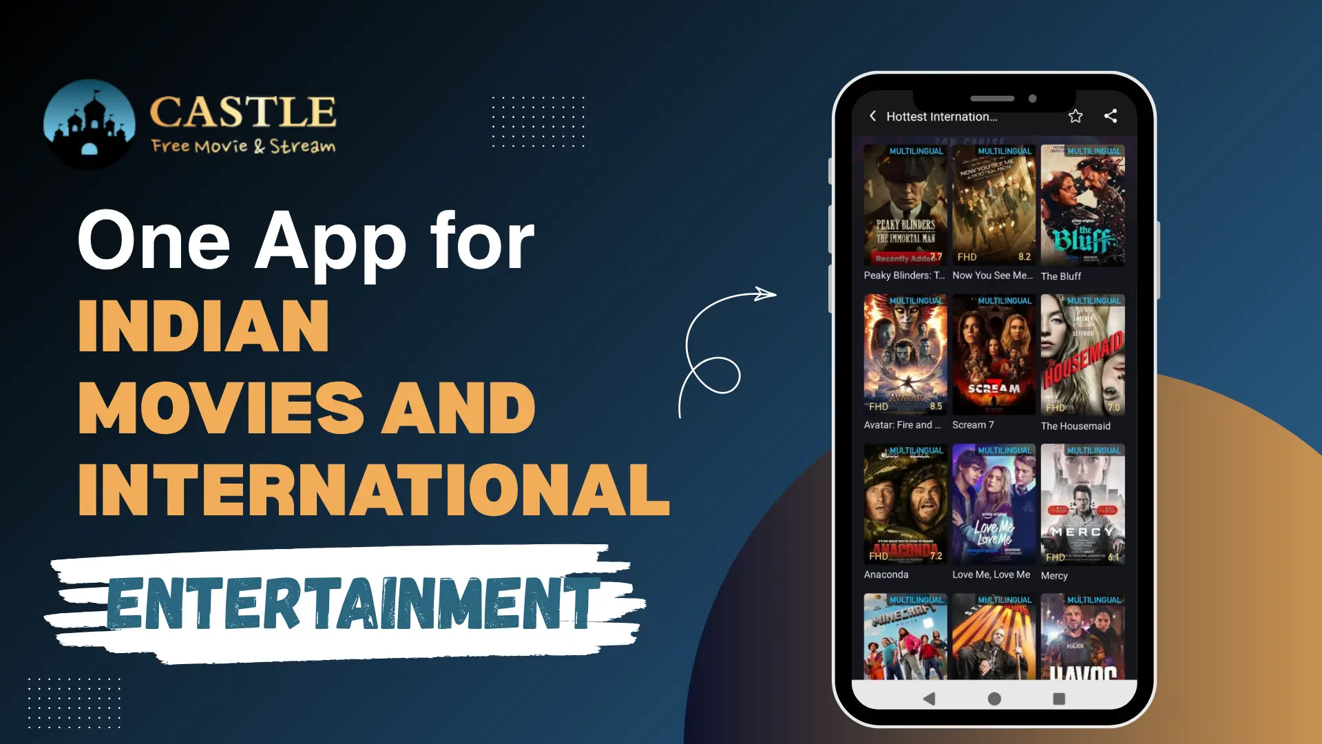 Castle App movie library displayed on an Android phone